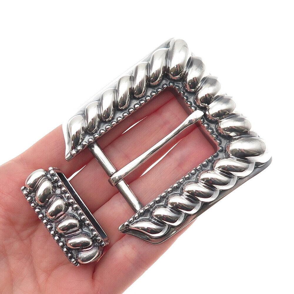 Kirk Smith Navajo Old Pawn 925 Sterling Silver Vintage Tribal Belt Loop & Buckle